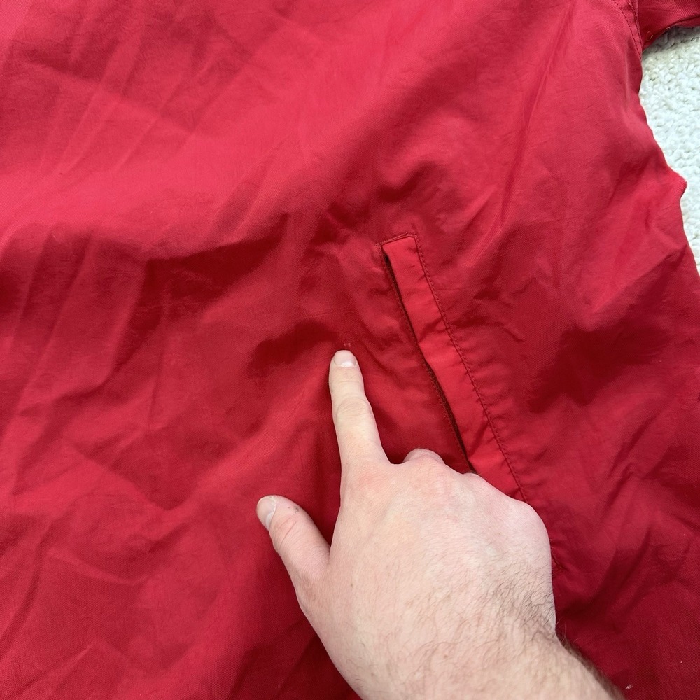 Vintage 90s Champion Nylon V-Neck Pullover Men's L Red Logo Windbreaker - Picture 8 of 11